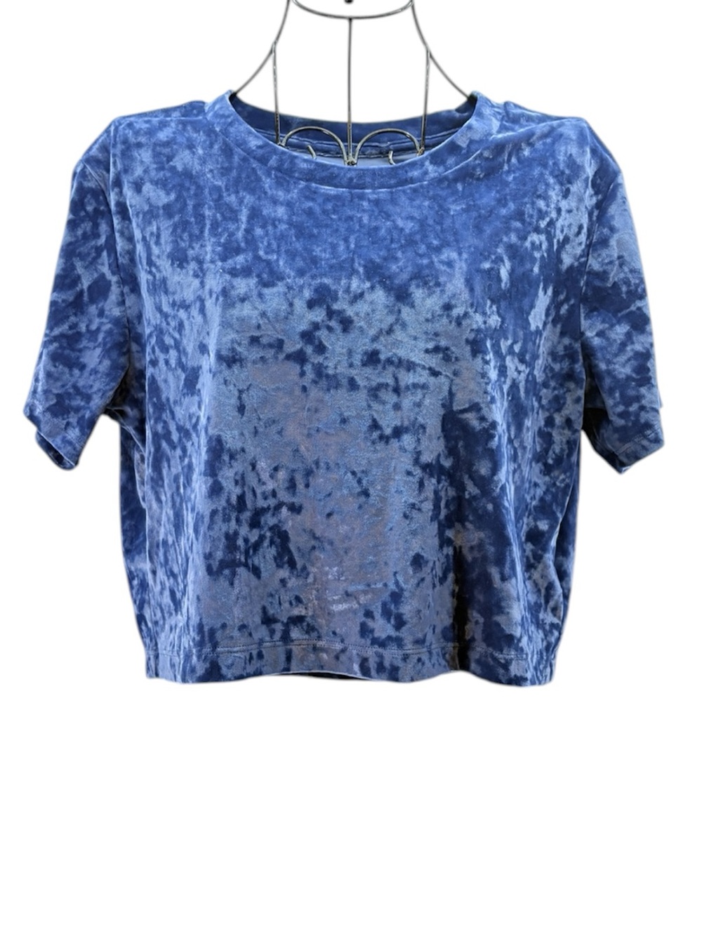 Aeropostale Blue Light Weight Velour-Like Distressed Crop Top Size XS